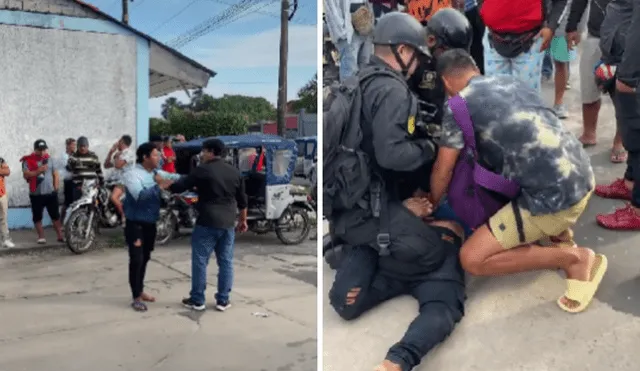 Testigos del hecho no dudaron en ayudar al mototaxista. Foto: captura de Facebook/David Chujutalli Carpio - Video: Loreto Informa News/Facebook