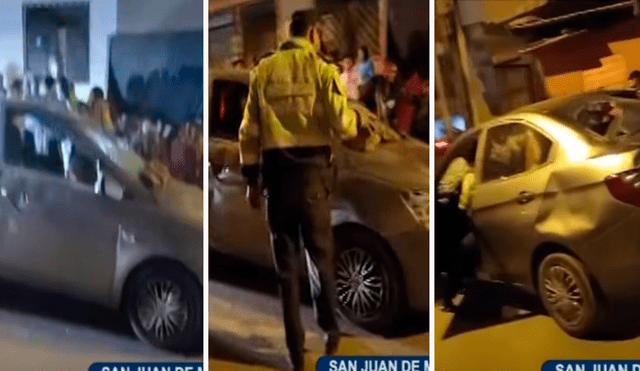 Vecinos destrozan auto de delincuentes. Foto: composición LR/Panamericana