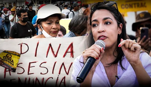 Alexandria Ocasio-Cortez reclamó por el hallazgo de los responsables de las muertes ocurridas durante las manifestaciones en Perú desde diciembre de 2022. Foto: composición LR/AFP