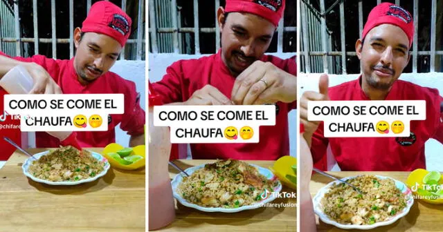 El joven cocinero afirmó que el ingrediente realza el sabor del arroz chaufa. Foto: composición LR/captura de TikTok/@Chifareyfusion