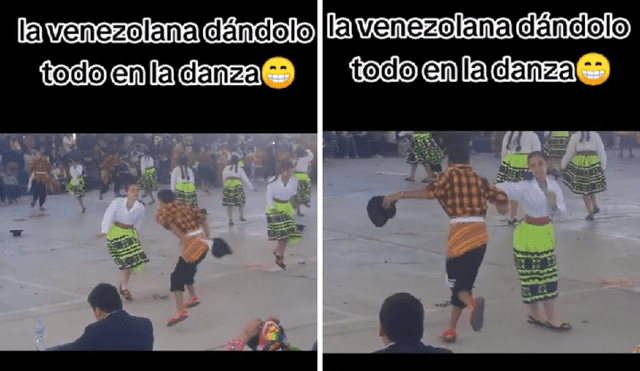 Los jóvenes demostraron la hermandad entre Perú y Venezuela. Foto y video: @baby06_girl06/TikTok