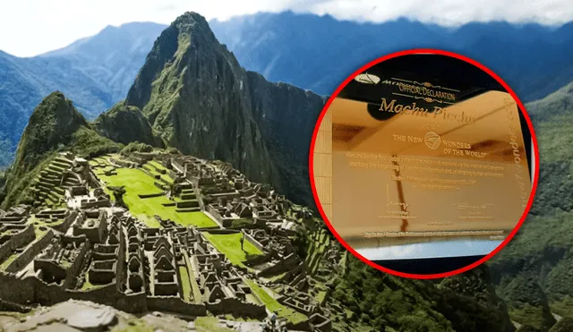 Machu Picchu recibió el pergamino y la placa de oro en una ceremonia en el año 2007. Lo único que hay es una réplica de la referida placa de oro. Foto: ANDINA - Video: RPP