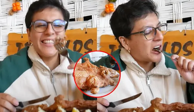 Youtuber probó típico plato arequipeño. Foto: composición LR/ captura Ariana Bolo Arce/ Youtube