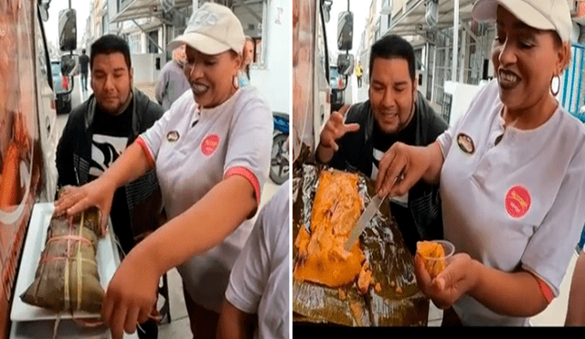 Usuarios quedaron sorprendidos por el gran tamaño del tamal. Foto: composición LR/@Tamalesmagalysilva/TikTok