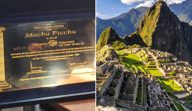 Machu Picchu recibió el pergamino y la placa de oro en una ceremonia en el año 2007. Foto: composición LR/difusión/Zielonamapa.pl