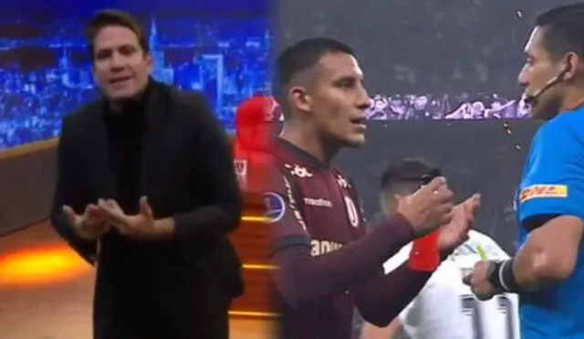 Paco Bazán 'destruyó' a Alex Valera por su expulsión, que dejó a la 'U' con 10 ante Corinthians. Foto: composición/captura ATV, DirecTV Sports