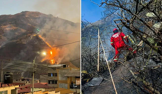 Incendió inició el último martes. Foto: composición LR/ Diario Pregón Apurímac/ Compañía de Bomberos de Abancay