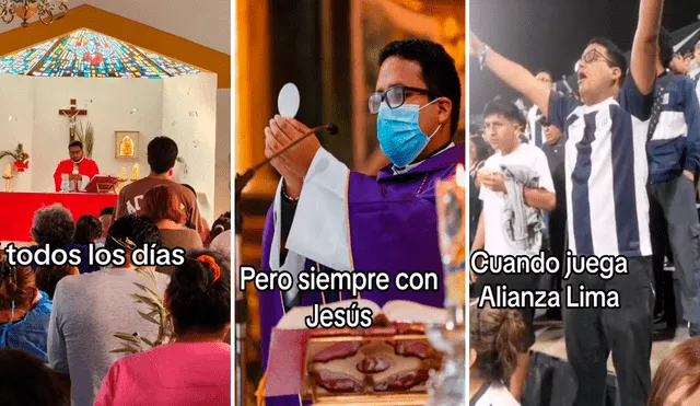 El sacerdote mostró en un video sus dos grandes pasiones. Foto: Composición LR/@Brunoyarelque9/TikTok