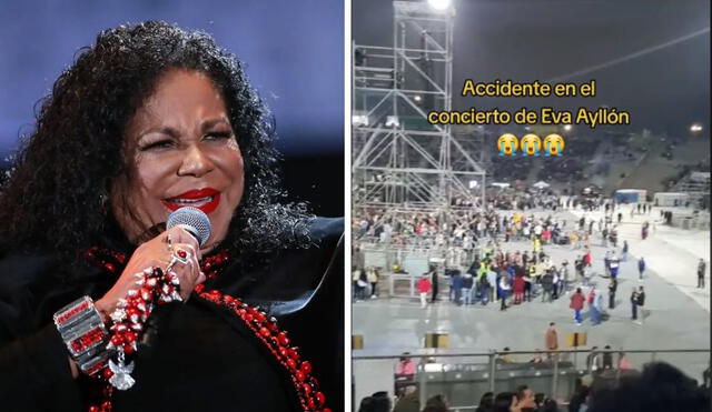 Asistentes del concierto de Eva Ayllón reportaron accidente de uno de los trabajadores minutos antes de que iniciara el show. Foto: Composición LR/Eva Ayllón/Instagram/lafioreli/Tik Tok
