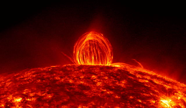 Lluvia de plasma en la atmósfera solar. Foto: NASA