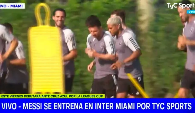 Lionel Messi entrena con Inter Miami y podría debutar este fin de semana. Foto: captura TyC Sports