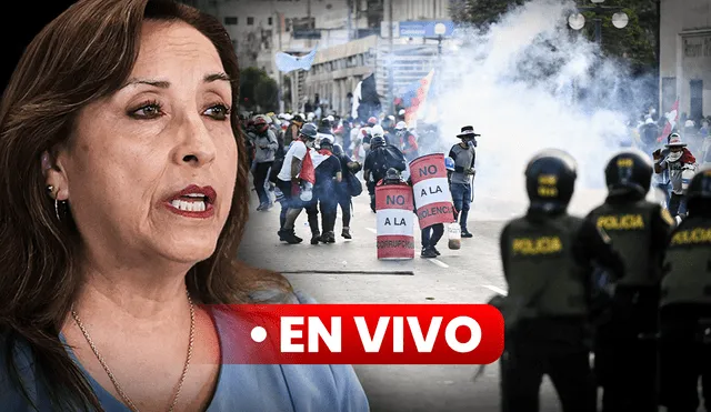 Dina Boluarte  conoce las últimas noticias durante Toma de Lima. composición LR de Jazmín Ceras /  Presidencia del Perú  / AFP- Video: La República