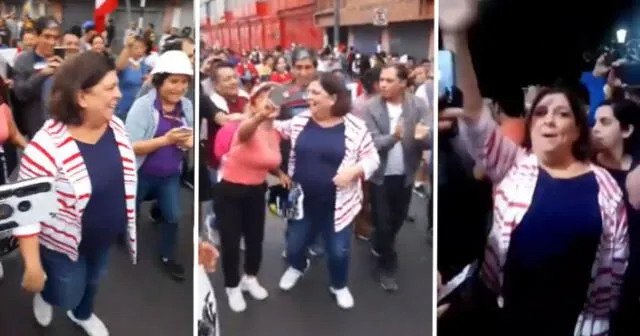 La periodista acompañó a la ola de manifestantes desde su llegada. Foto: composición LR/Twitter/Gabriela Deledda