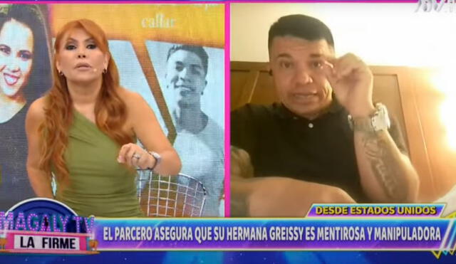 El Parcero desmintió en el programa de Magaly la situación de Greissy Ortega en Estados Unidos. Foto: captura ATV