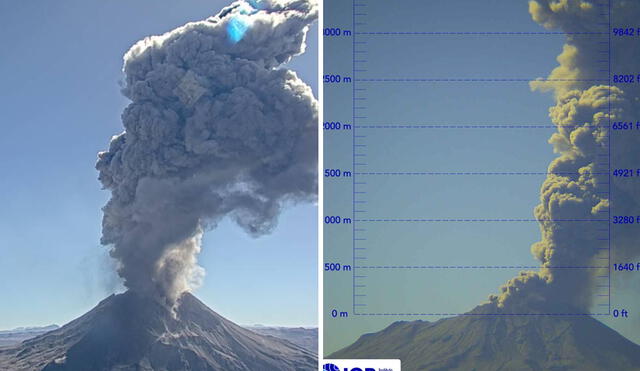 Volcán Ubinas continúa su proceso de erupción. Foto: composición de LR/IGP/ Asismet