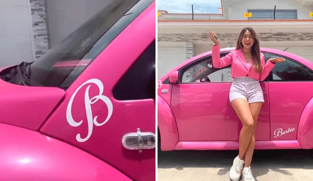 Este exclusivo carro está firmado con el nombre de Barbie. Foto: ComposiciónLR/Tiktok/Neapaz96/Facebook/Nea Paz