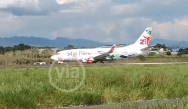 Avión aterrizó con dificultad. Foto: Vía Televisión