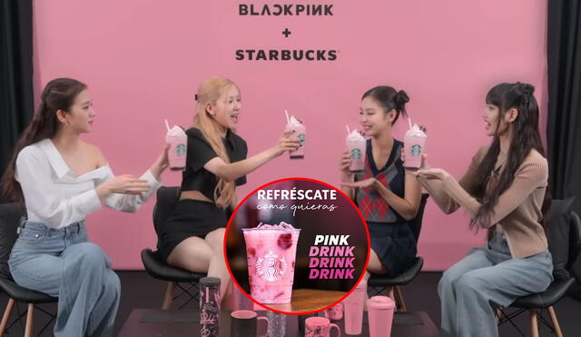 La tienda Starbucks en Perú lanzó una bebida muy parecida a la de la colaboración con BLACKPINK. Foto: composición LR/captura/YouTube/starbucks.pe