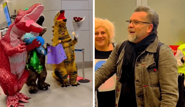 Sorprenden a su padre en el aeropuerto y su reacción sorprende a todos. Foto: composición LR / Video: TikTok