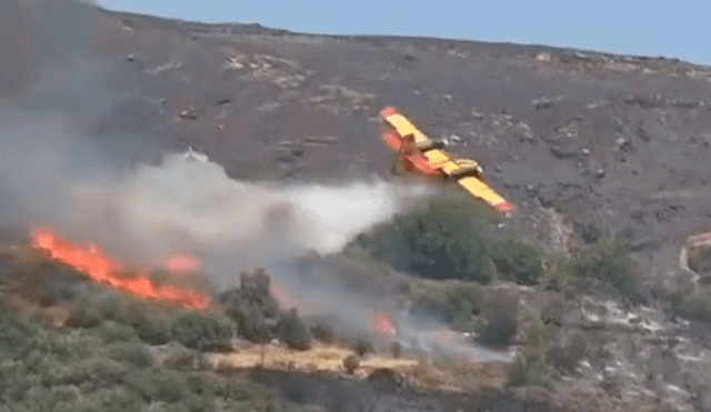 Los pilotos de 27 y 34 años murieron cuando participaba en los esfuerzos para apagar un incendio forestal en la isla de Eubea. Foto y video:  ERT