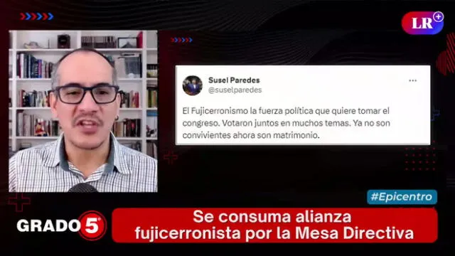 Gómez Fernandini analiza las declaraciones de las bancadas sobre la alianza fujicerronista. Foto/Video: Grado 5 - LR+