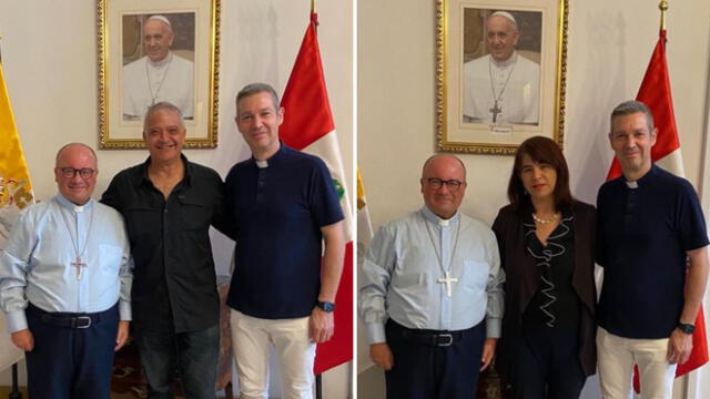 Pedro Salinas y Paola Ugaz se reunieron con representantes del Vaticano por investigaciones contra el Sodalicio. Foto: Twitter/@chapatucombi y @larryportera