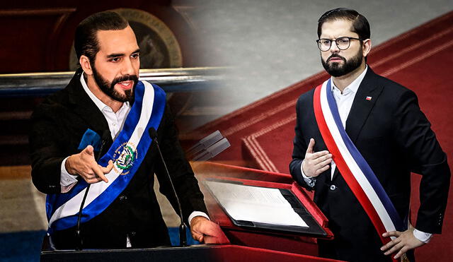 Nayib Bukele tuvo una dura respuesta contra su homólogo Gabriel Boric. Foto: composición LR/AFP