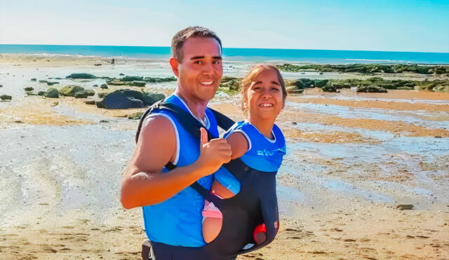 Luz Milagros logró participar y completar una maratón gracias al apoyo de su padre, Sebastián Inalaf. Foto y Video: TN