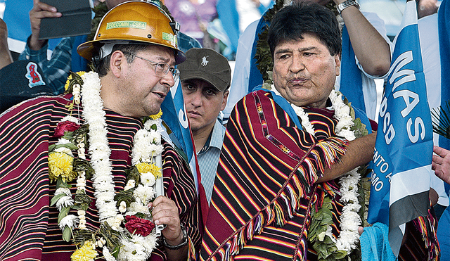 Irreconciliable. Foto de archivo del presidente Luis Arce con su exlíder Evo Morales. Foto: AFP