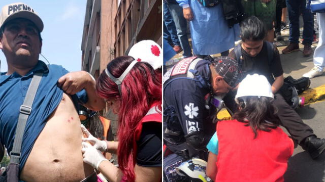 Reporteros fueron heridos con perdigones en el cuerpo por parte de efectivos policiales. Créditos: Twitter @jfowks y @apn_periodistas