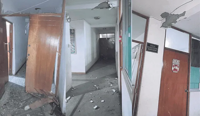 Daños. Tras explosión, la comisaría terminó con puertas, muebles y vidrios destruidos. Foto: difusión