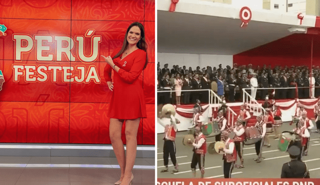 Lorena Álvarez demostró sus dotes para el canto en la parada militar por Fiestas Patrias. Foto: composición LR/Latina - Video: Latina