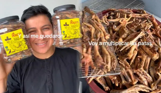 El video de las patitas de pollo deshidratadas ya cuenta con más de 120.000 vistas en TikTok. Foto: composiciónLR/TikTok/@Luisinpatitas - Video: Tik Tok/@Luisinpatitas