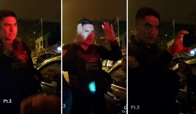 Policía se mostró agresivo en todo momento. Foto y video: Johnnn_be/Tiktok