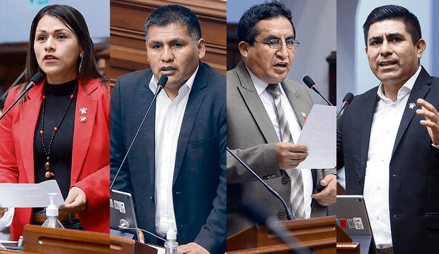 Perú Libre aún no formaliza sus renuncias. Legisladores Silvana Robles, Jaime Quito, Alfredo Pariona y Alex Flores dejaron esta bancada. Foto: composiciónLR