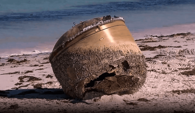 El extraño objeto apareció en la zona de la bahía Jurien, unos 250 km al norte de Perth (Australia). Foto: CANAL 9