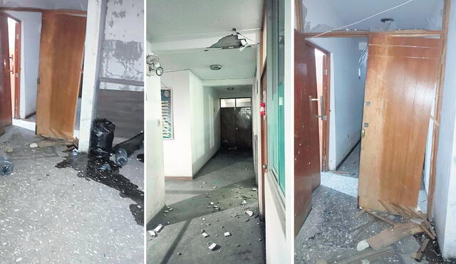 Daños. Tras explosión, la comisaría terminó con puertas, muebles y vidrios destruidos. Foto: difusión
