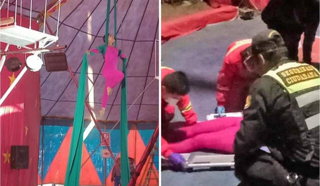 Trapecista cae mientras trabajaba en un circo en Arequipa. Foto: composición LR/cortesía