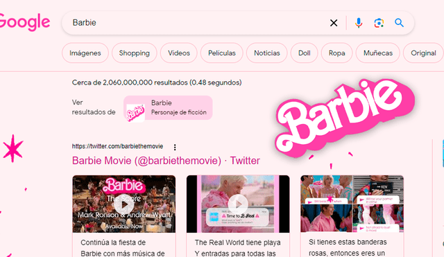 Google lanzó un nuevo huevo de pascua por el estreno de la película 'Barbie'. Foto: composición LR/captura de Google/Barbie