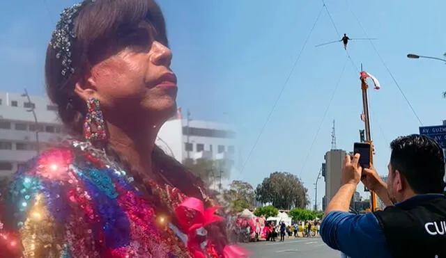La chola Chabuca veía con nervios cómo su trapecista caminaba por llamada cuerda floja. Foto: composición/capura/Instagram Ernesto Pimentel