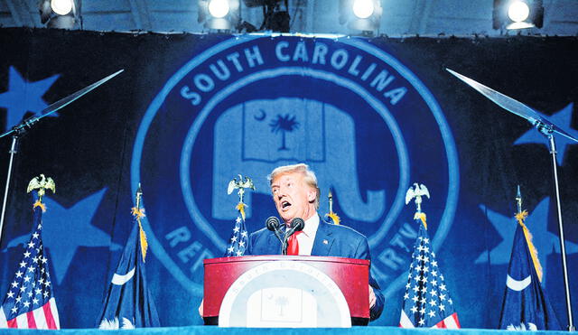 Enfado. El expresidente Donald Trump durante la 56ª Cena Anual del Partido Republicano. Foto: AFP