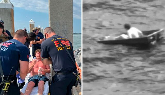 Cámaras de la Guardia Costera de Estados Unidos registraron  el hallazgo del joven que se perdió en el mar de Florida. Foto: composición LR/CNN - Video: @Sepa_mass/YouTube