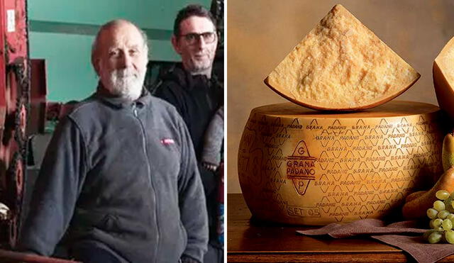 Giacomo Chiapparin sufrió la caída de miles de quesos de 40 kilos cada uno. Foto: composición LR/The Guardian/Qualigeo