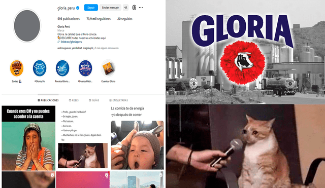 Usuarios se quedaron desconcertados al ver que la página de Gloria fue hackeada. Foto: composición LR/Instagram/Facebook/Gloria