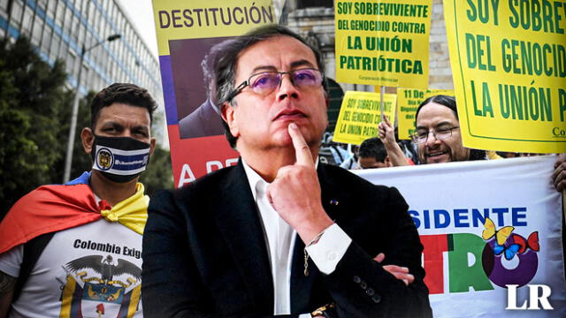 Graves escándalos han envuelto el primer año de mandato de Gustavo Petro. ¿Podrá revertir su desaprobación al alza? Foto: composición LR/AFP