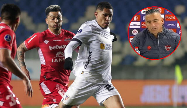 Paolo Guerrero marcó el único gol en el juego de ida entre LDU y Ñublense. Foto: composición de LR/EFE/captura de ESPN