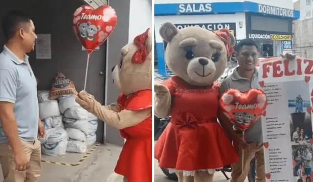 Hombre quedó asombrado  con la sorpresa de su pareja. Foto y video: Página del Oso