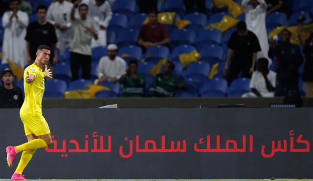 Cristiano Ronaldo marcó un doblete para darle el título a Al Nassr en el Campeonato de Clubes Árabes. Foto: AFP
