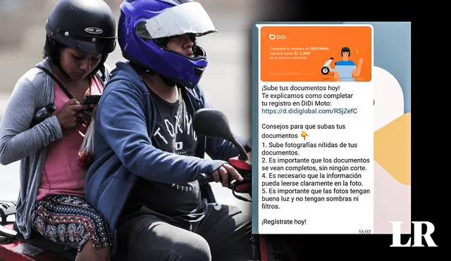 Compañía inició la inscripción de conductores para el servicio “Didi Moto”, a pesar de ser ilegal. Foto: Fabrizio Oviedo/Composición LR