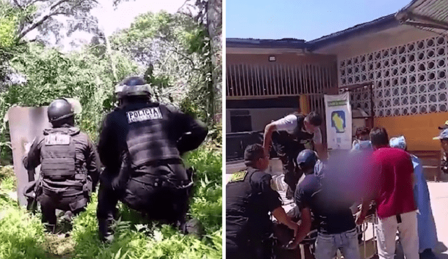 Hasta el Hospital de Apoyo - Iquitos llegaron familiares del oficial PNP herido. Foto: composición LR/captura de video/Exitosa Noticias - Video: Exitosa Noticias